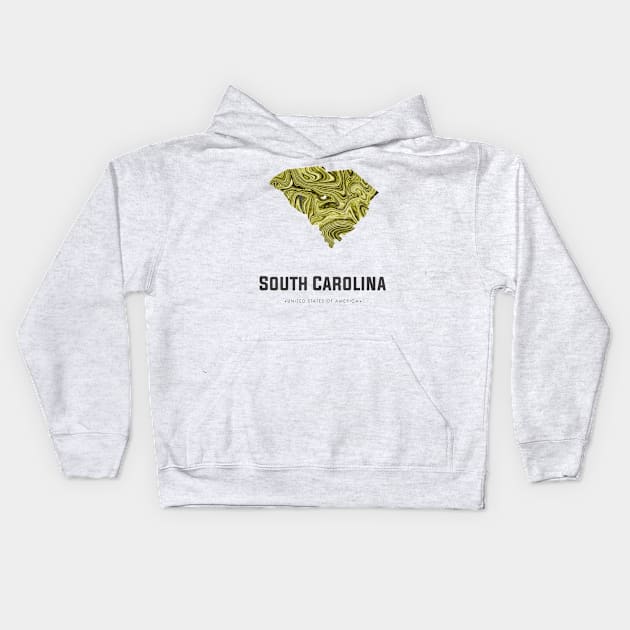 South Carolina state map abstract golden green Kids Hoodie by StudioGrafiikka